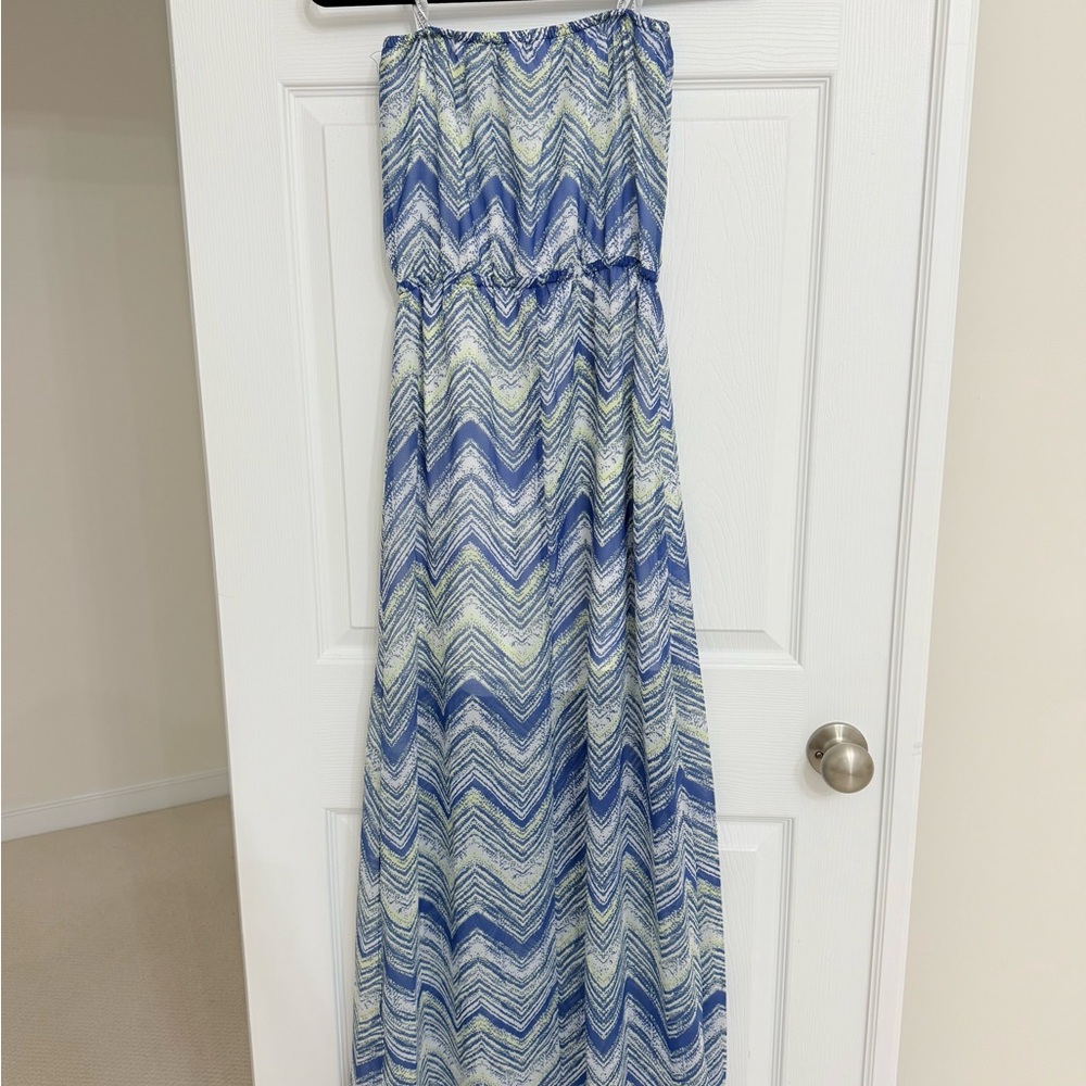 Guess Blue and White Patterned Dress